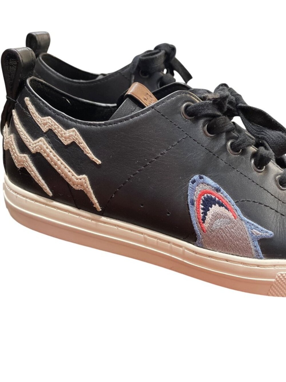 Coach wms black leather low top shark embroided Lightning sneaekrs sz 8D SKU 10- - Picture 4 of 16